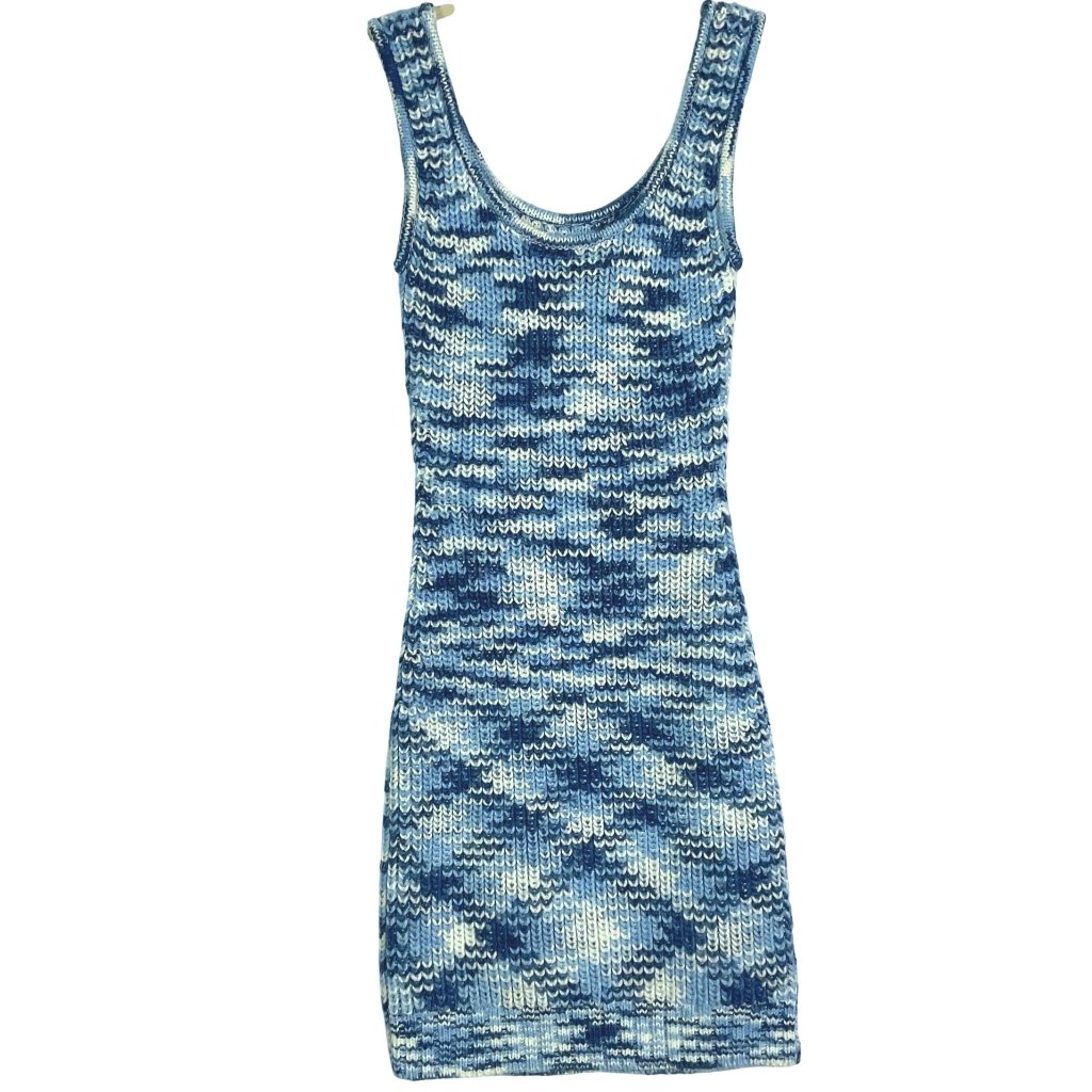 Staud Gardenia Mini Dress, Small, Blue/White, 100% Polyester Knit